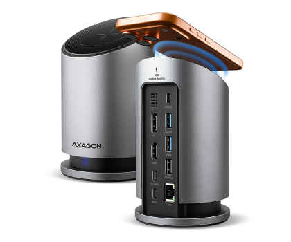 Akcesoria Axagon HMC-WL9 USB-C 10Gbps Wireless Charging 9in1 hub
